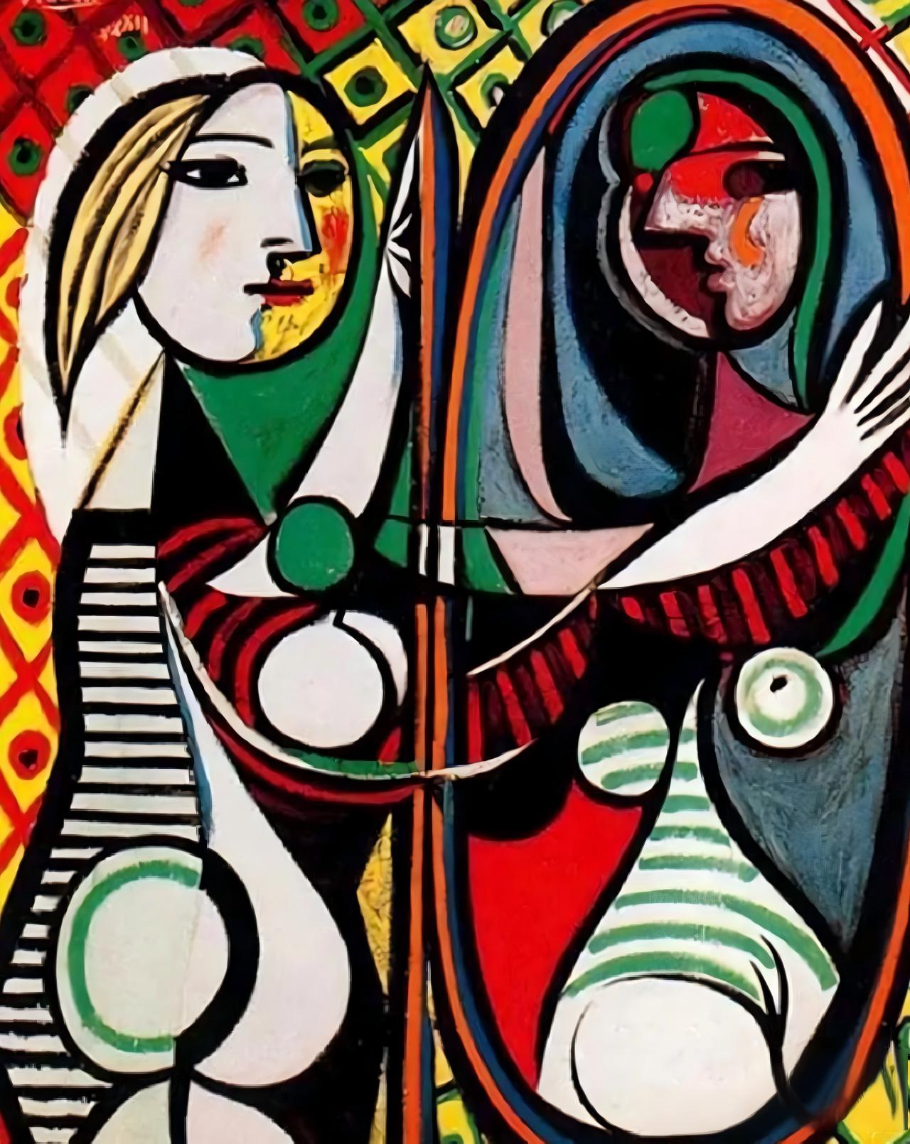 名画《镜前女孩》